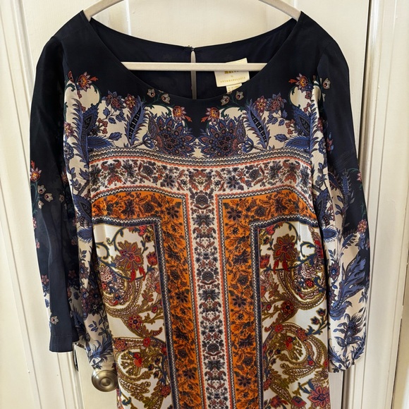 Anthropologie Maeve 100% Silk Paisley Dress Barcelona with Wide Sleeves size 8 - Picture 3 of 9